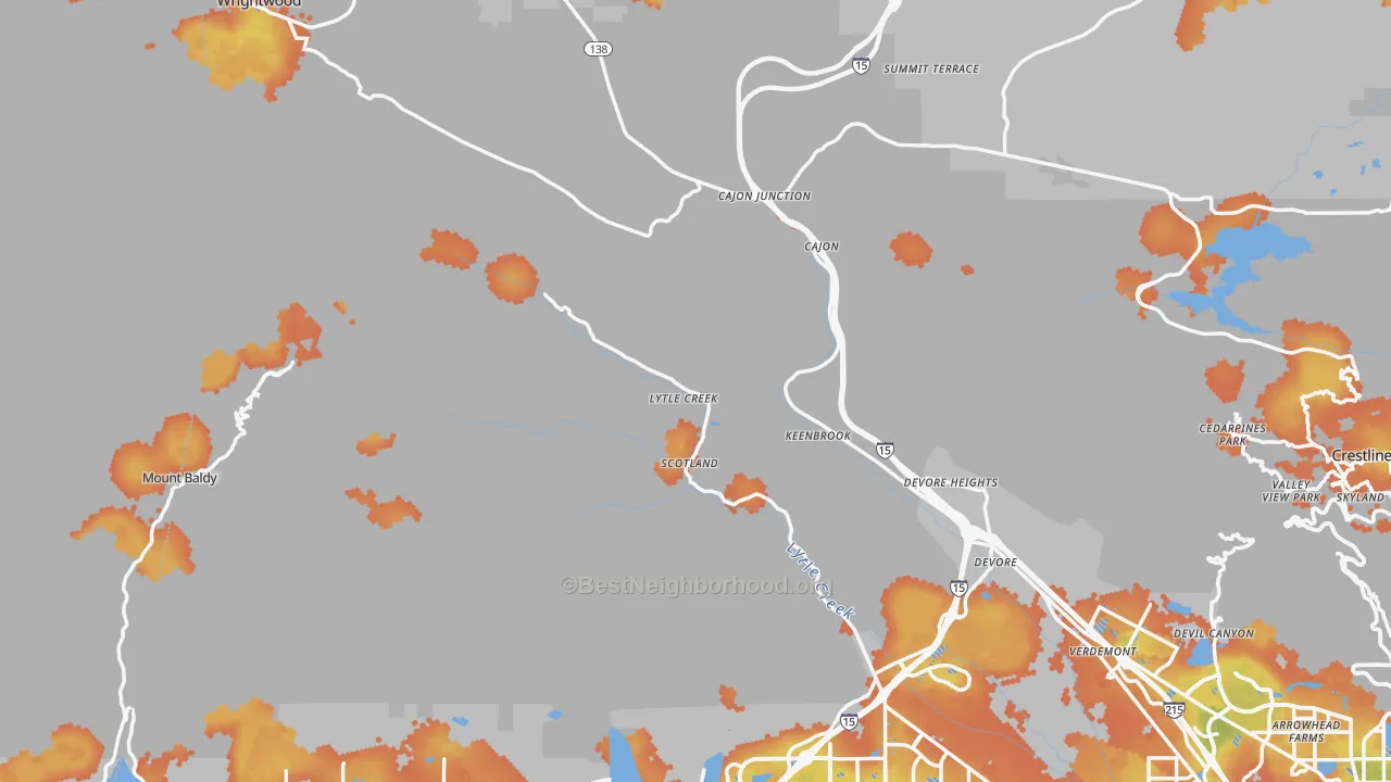 Bike Grade map of Lytle Creek, CA