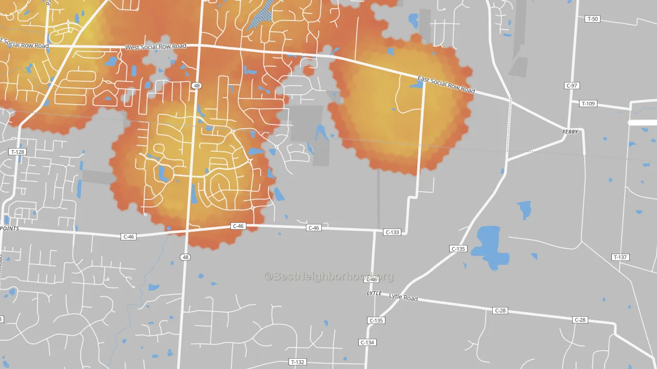 Bike Grade map of Lytle, OH