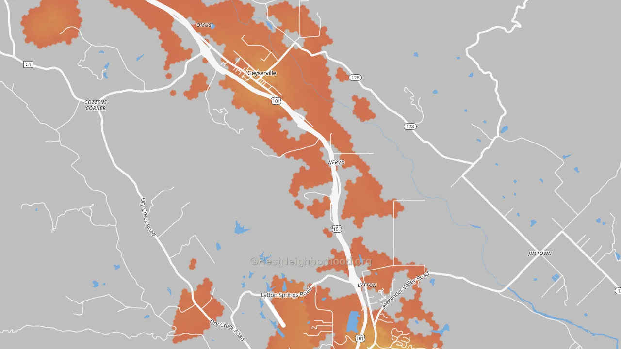 Bike Grade map of Lytton, CA