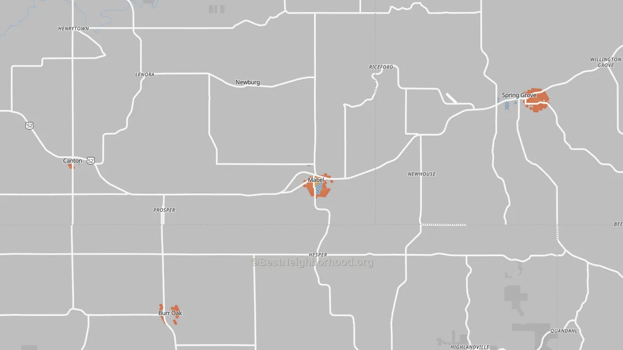 Bike Grade map of Mabel, MN