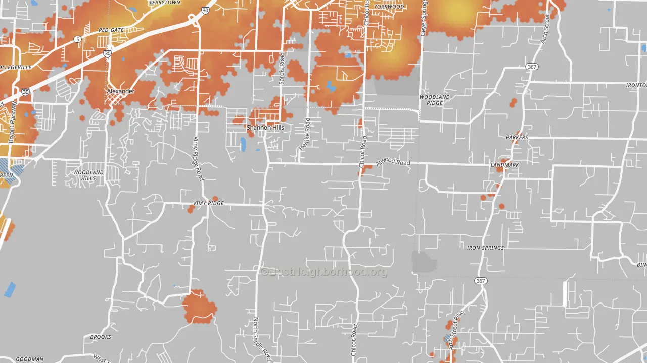 Bike Grade map of Mabelvale, AR
