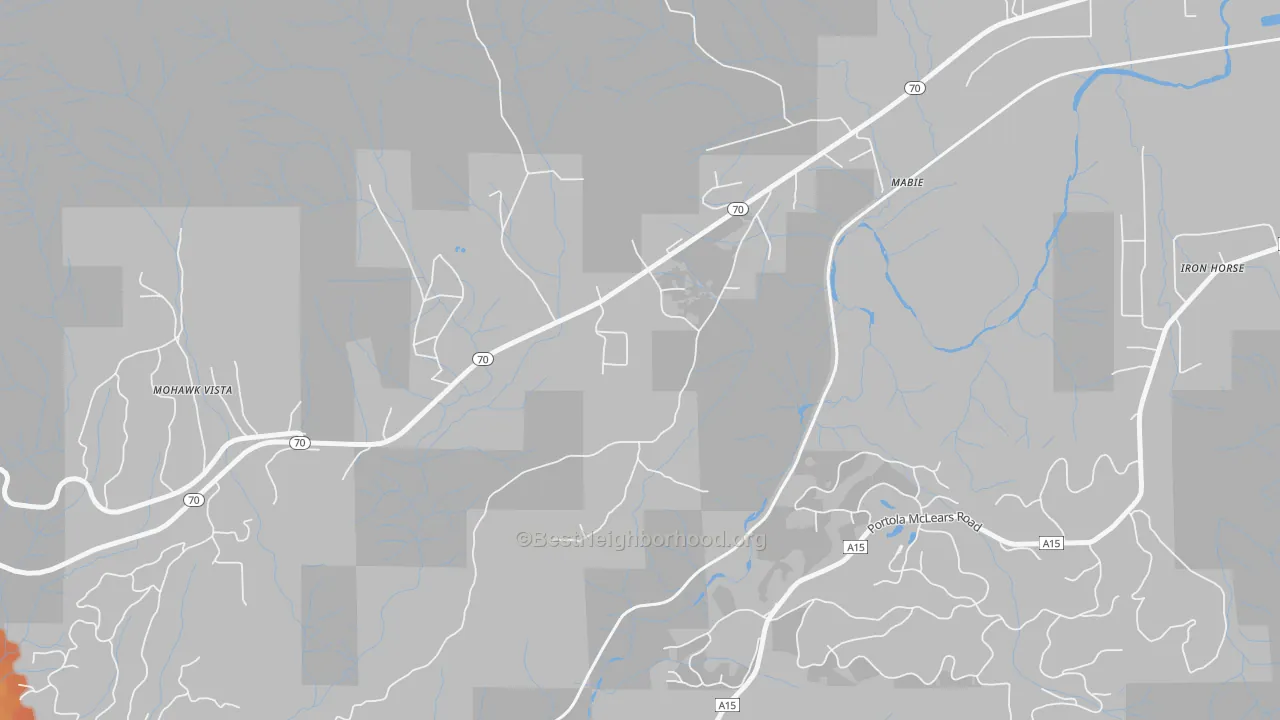 Bike Grade map of Mabie, CA