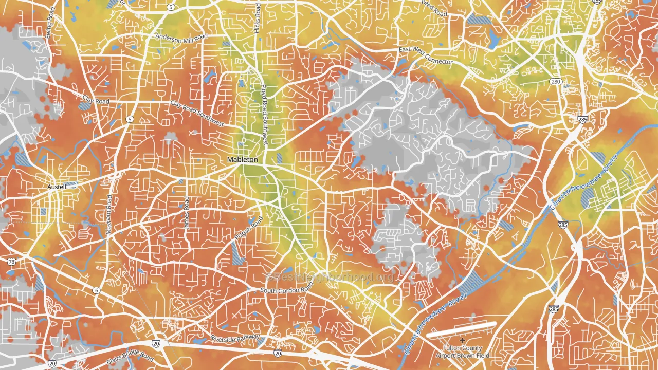 Bike Grade map of Mableton, GA