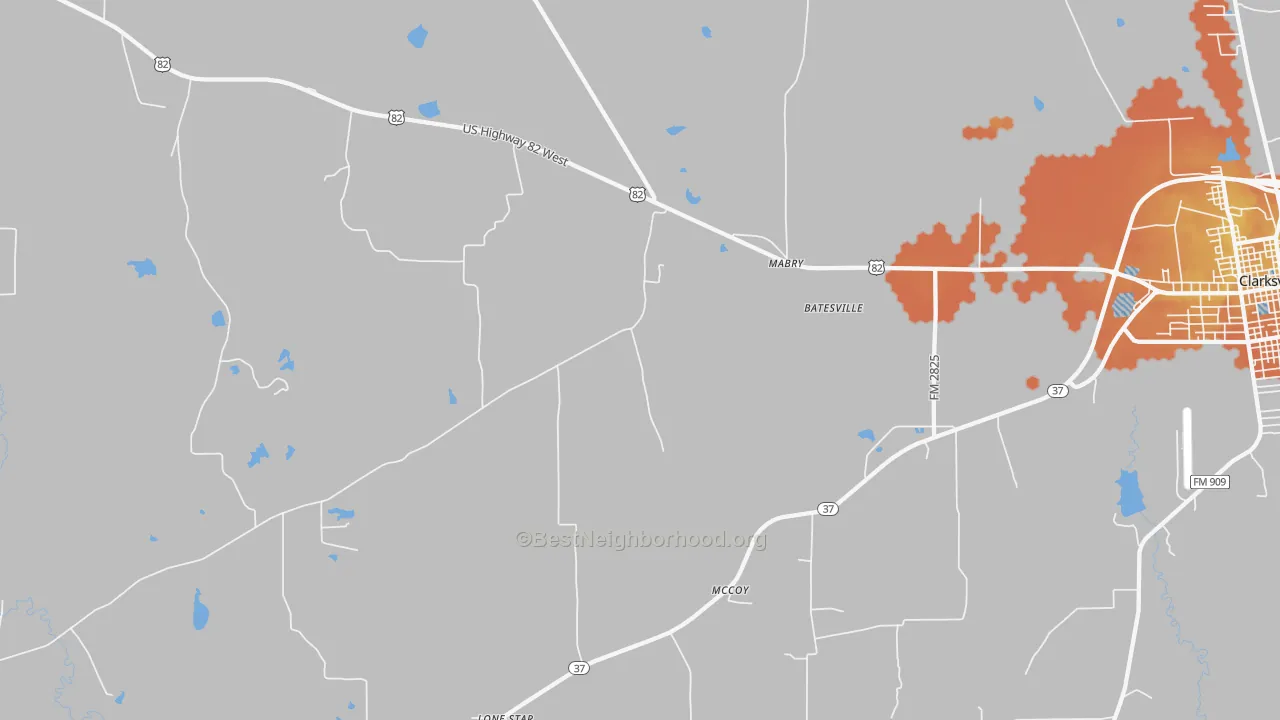 Bike Grade map of Mabry, TX