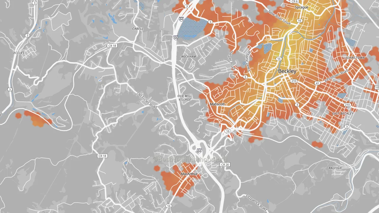 Bike Grade map of Mabscott, WV
