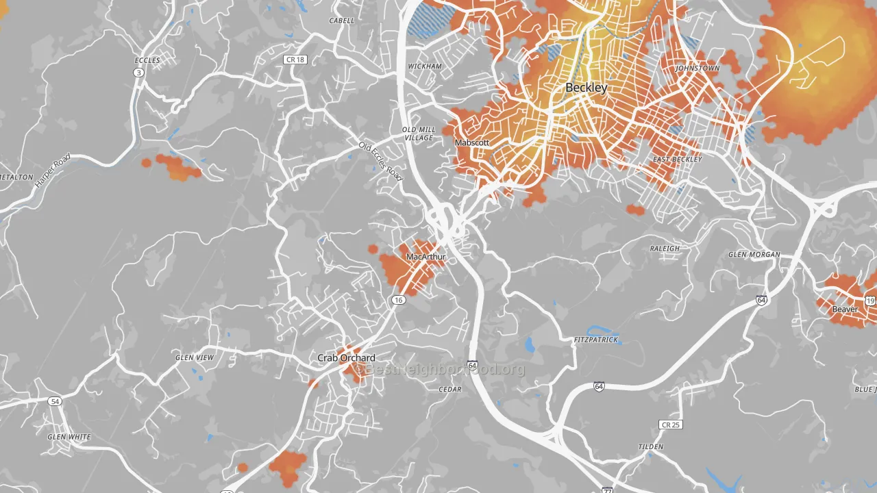 Bike Grade map of MaCarthur, WV