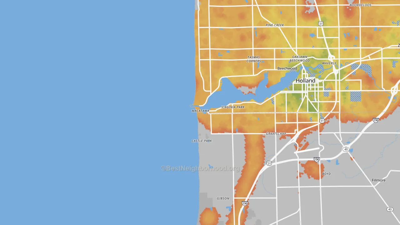 Bike Grade map of Macatawa, MI