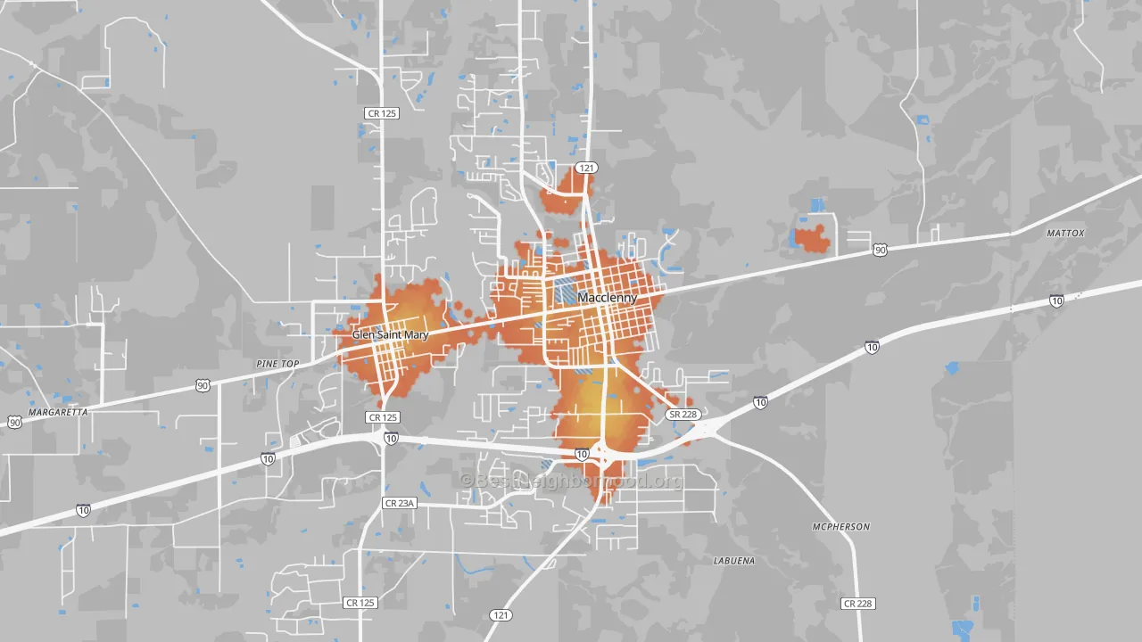 Bike Grade map of Macclenny, FL