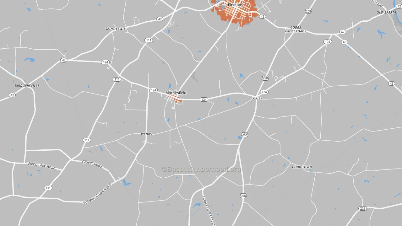 Bike Grade map of Macclesfield, NC