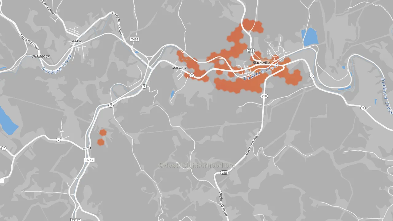 Bike Grade map of MacDale, WV