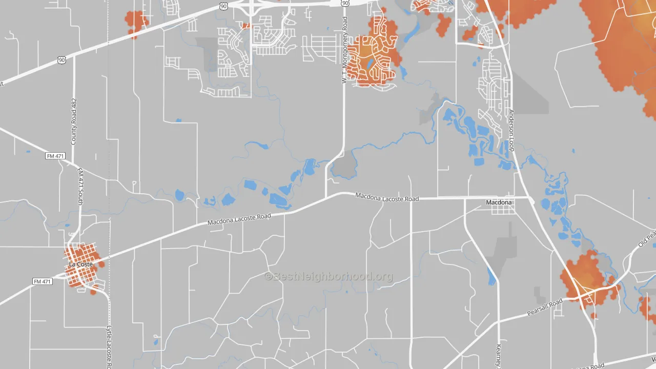 Bike Grade map of Macdona, TX