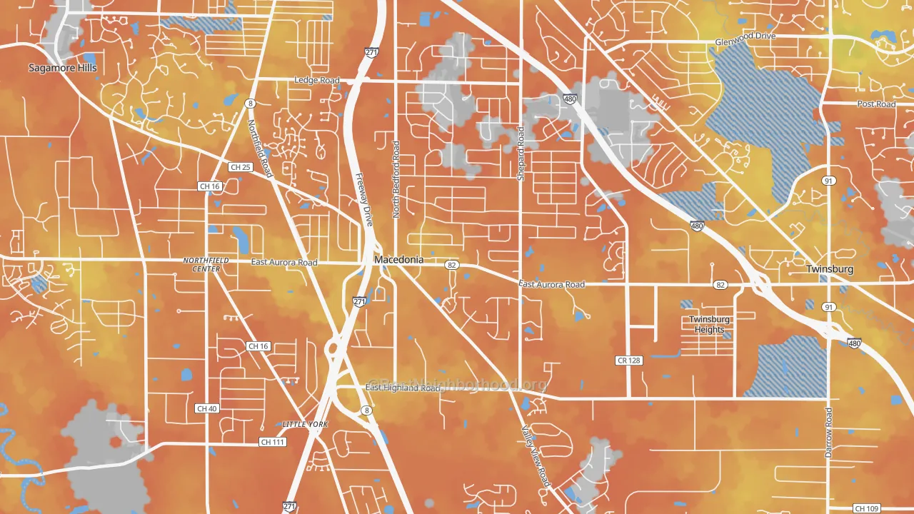 Bike Grade map of Macedonia, OH