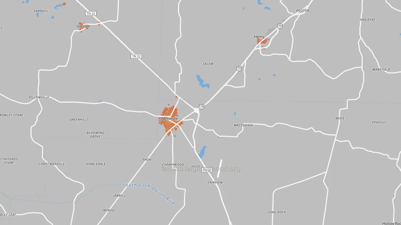Bike Grade map of Macedonia, TN