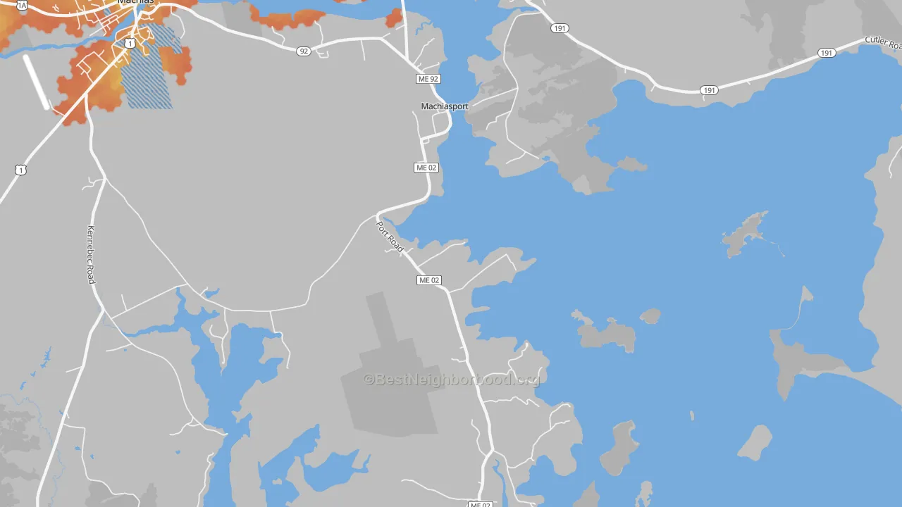 Bike Grade map of Machiasport, ME