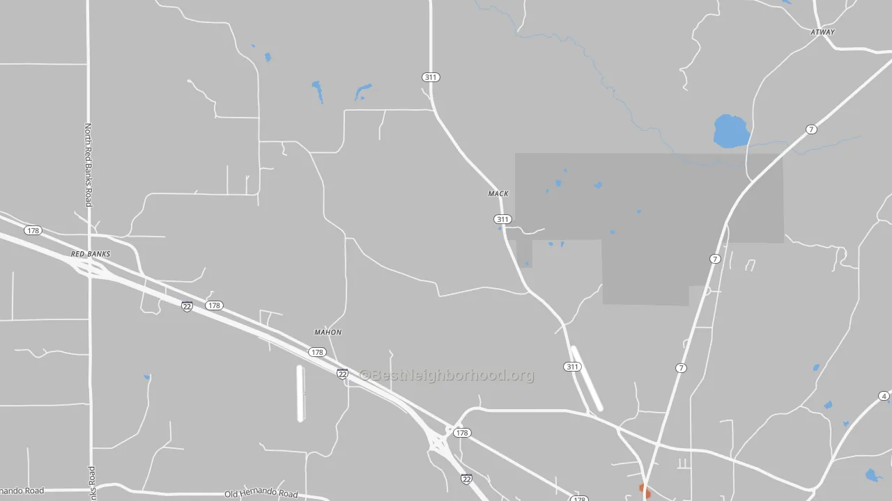 Bike Grade map of Mack, MS