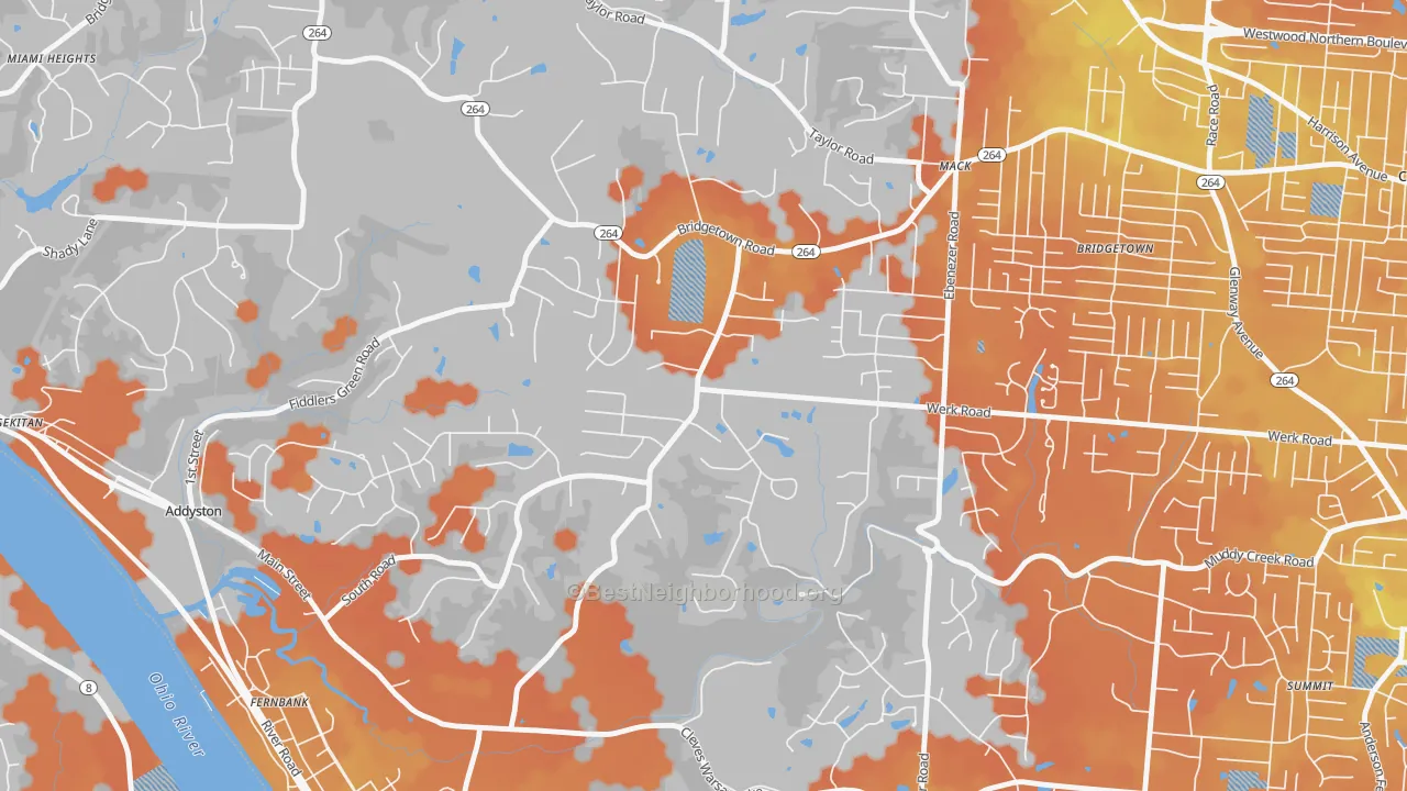 Bike Grade map of Mack South, Cincinnati, OH