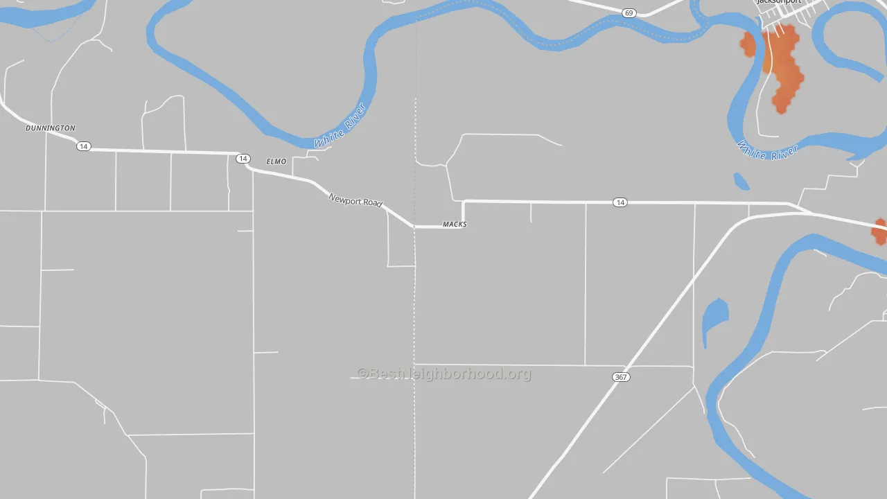 Bike Grade map of Macks, AR