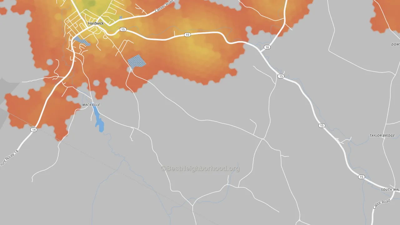 Bike Grade map of Mackville, VT