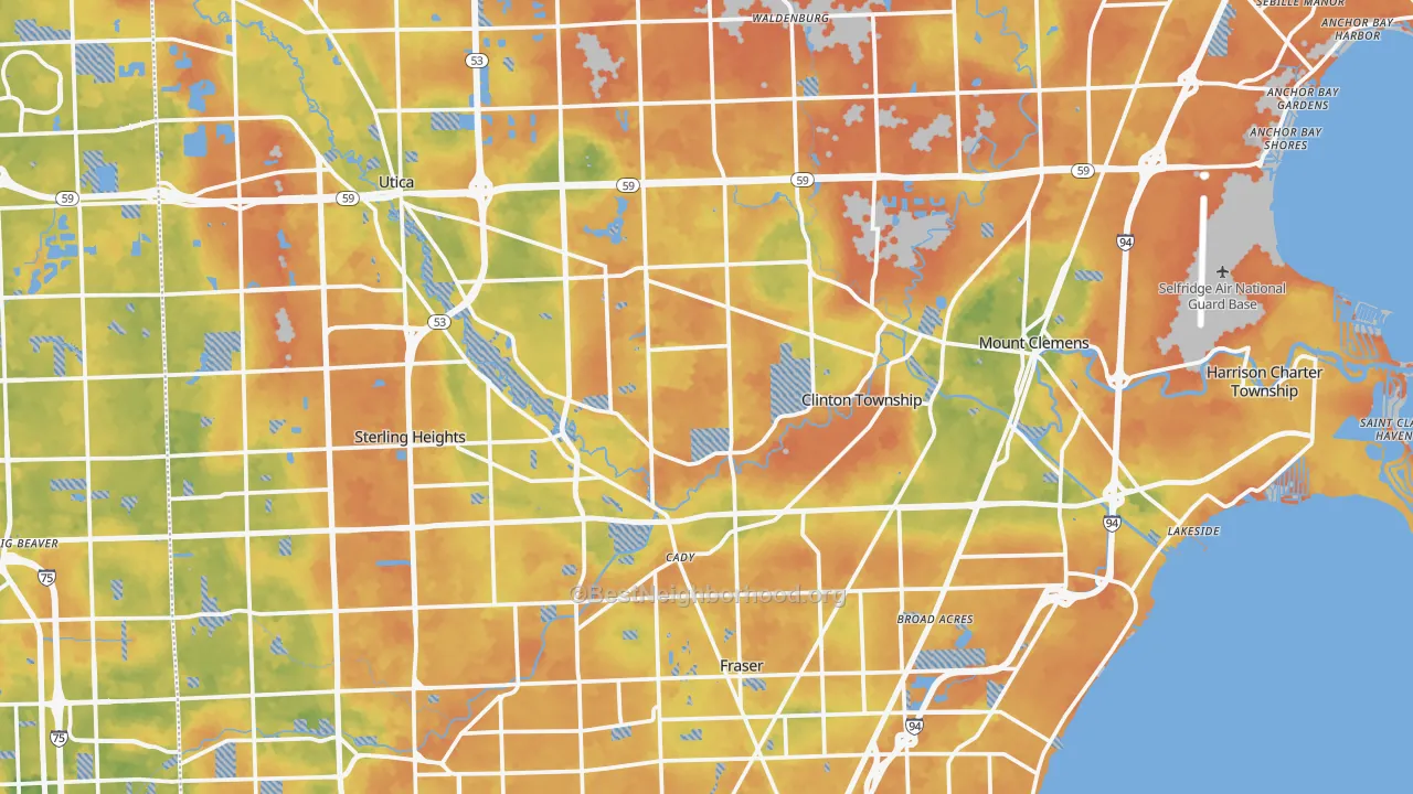 Bike Grade map of Macomb County, MI