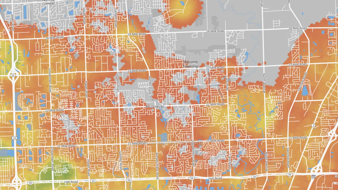 Bike Grade map of Macomb, MI