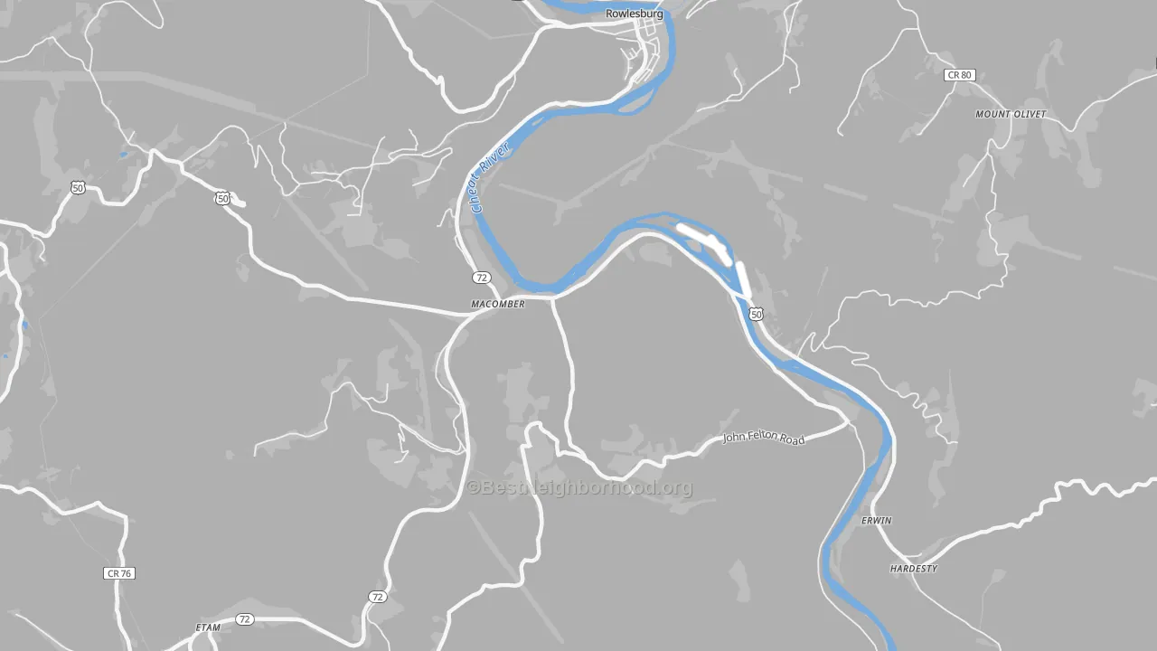Bike Grade map of Macomber, WV