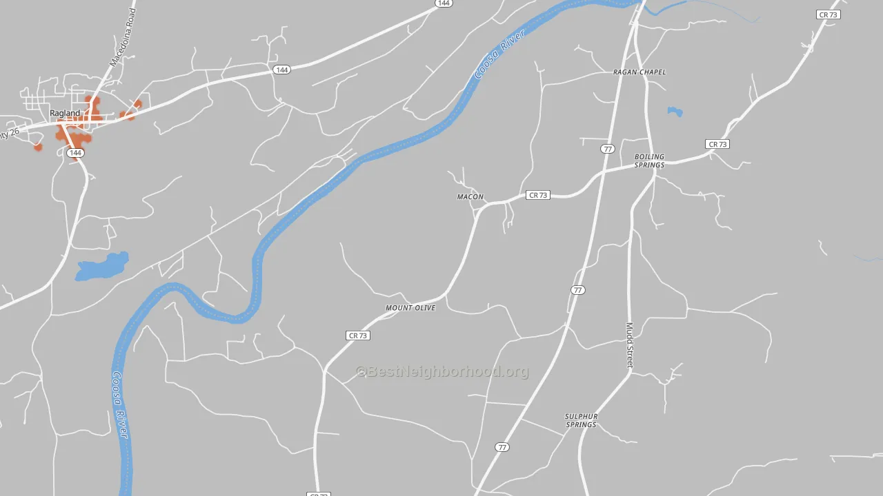 Bike Grade map of Macon, AL