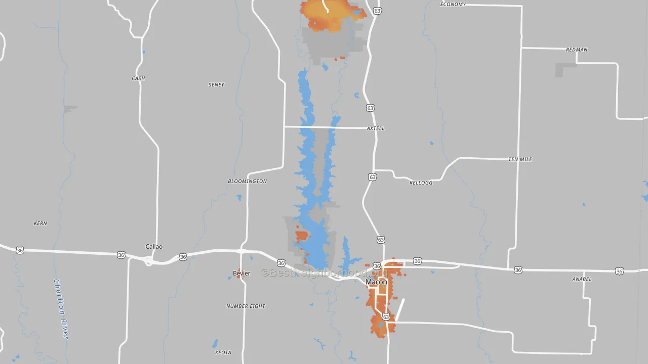 Bike Grade map of Macon County, MO