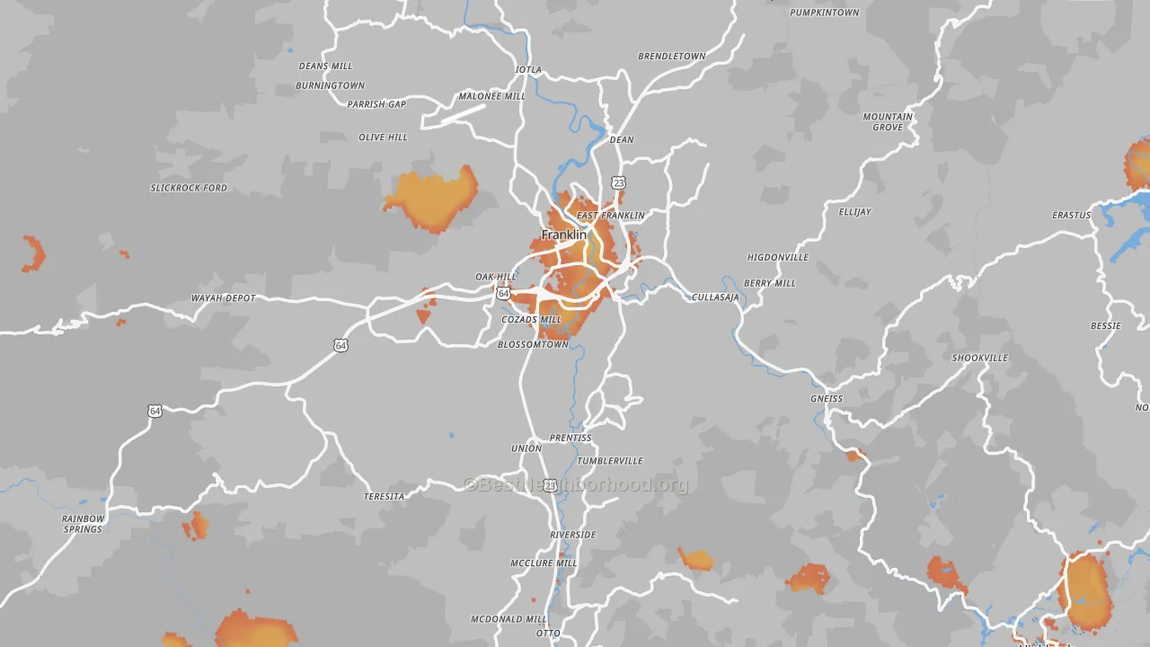 Bike Grade map of Macon County, NC