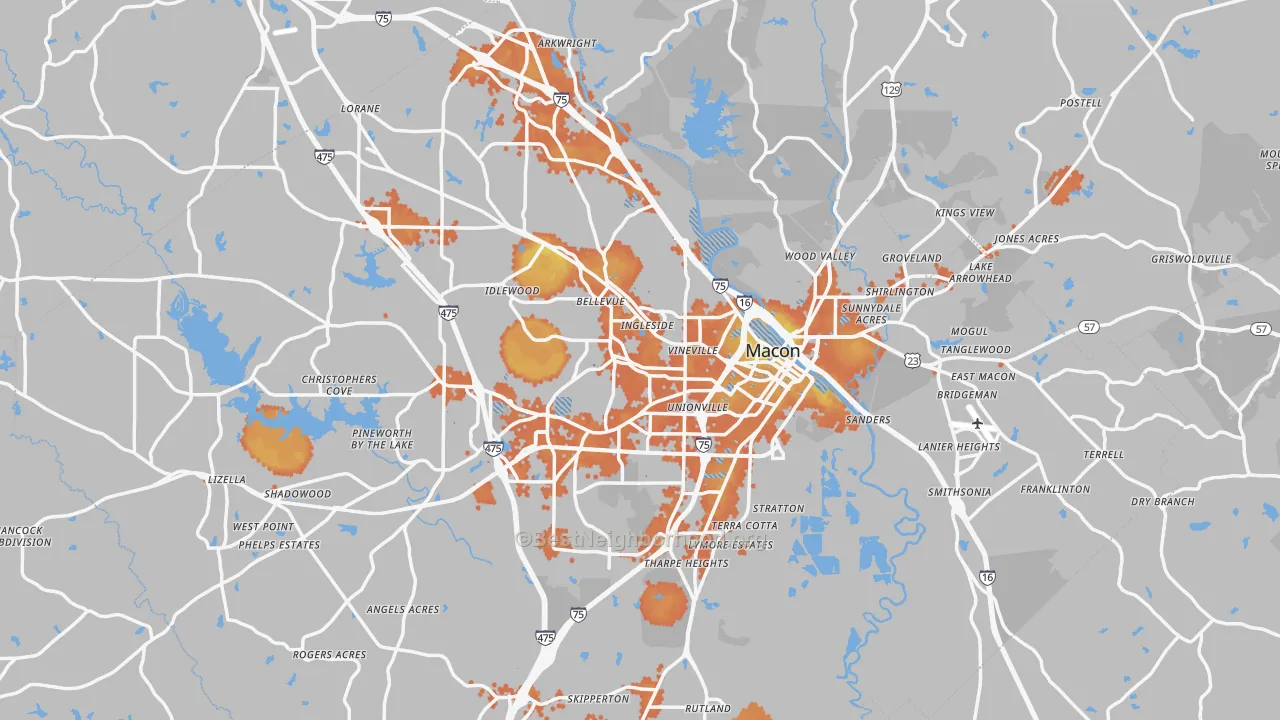 Bike Grade map of Macon, GA
