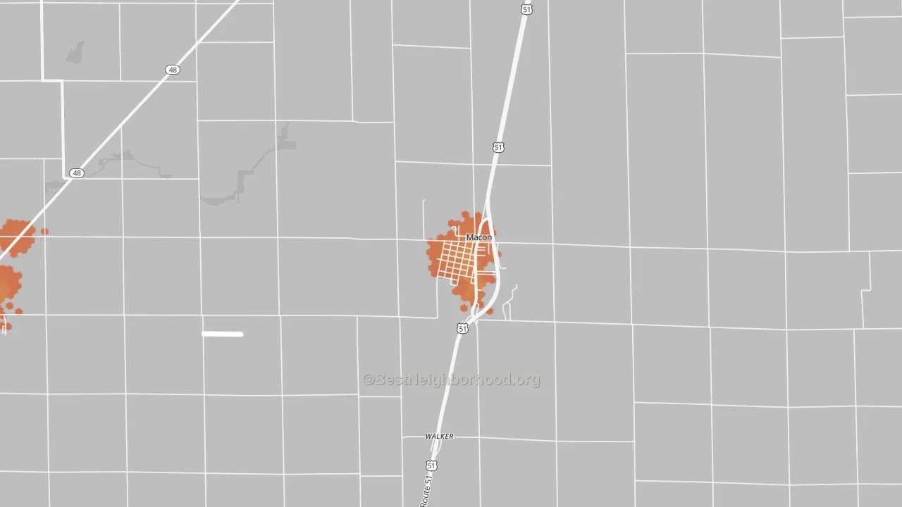Bike Grade map of Macon, IL