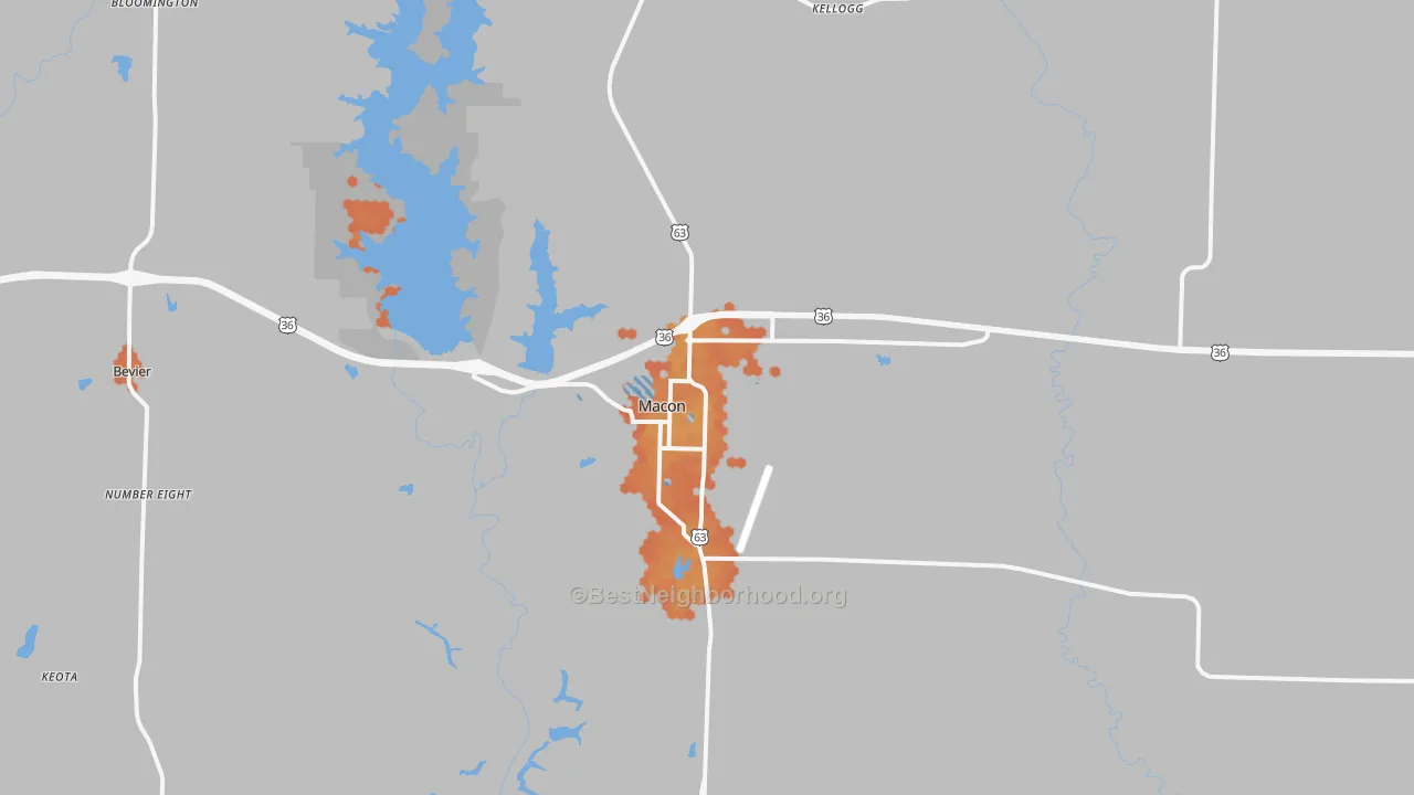 Bike Grade map of Macon, MO