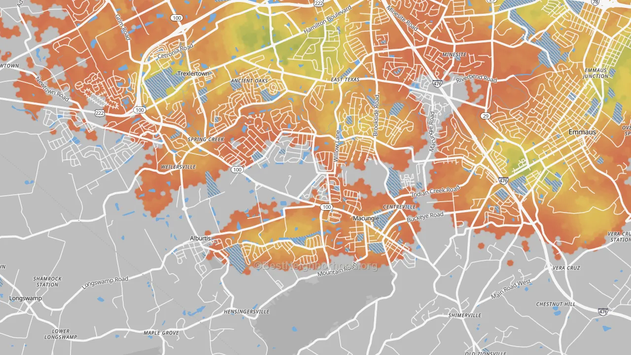 Bike Grade map of Macungie, PA