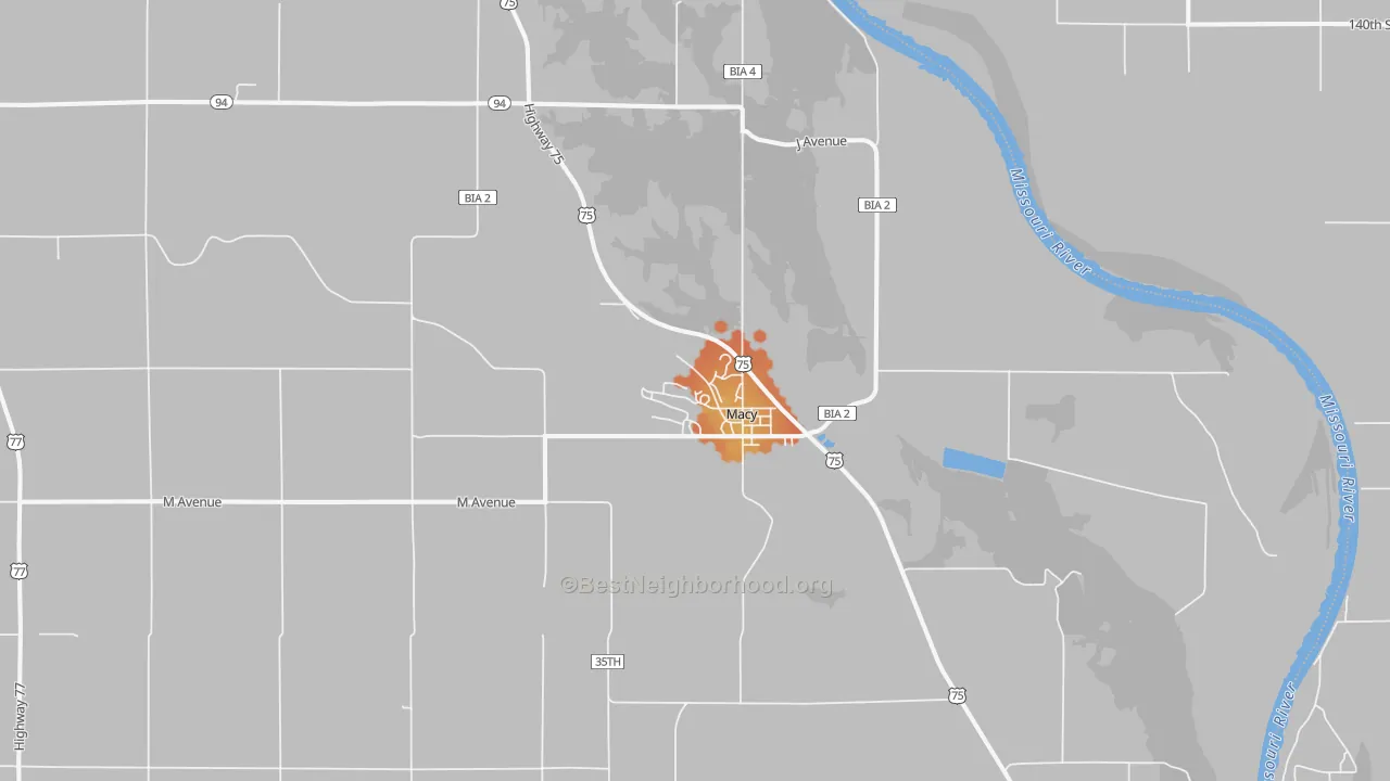 Bike Grade map of Macy, NE