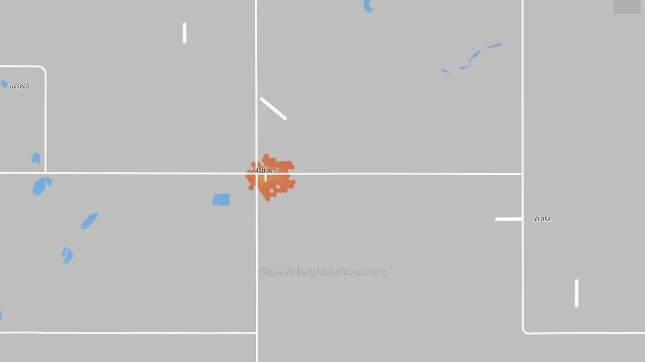 Bike Grade map of Maddock, ND