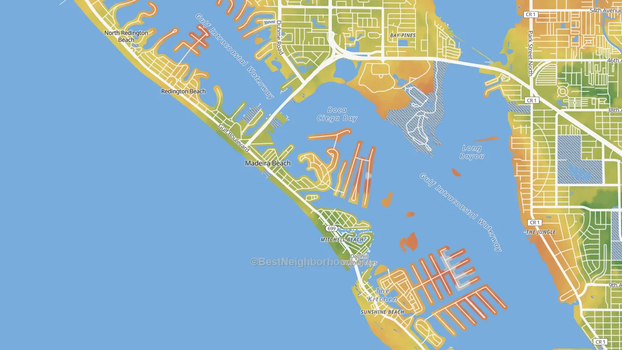 Bike Grade map of Madeira Beach, FL
