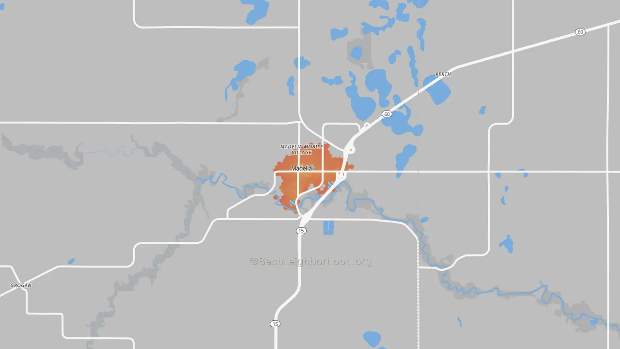 Bike Grade map of Madelia, MN