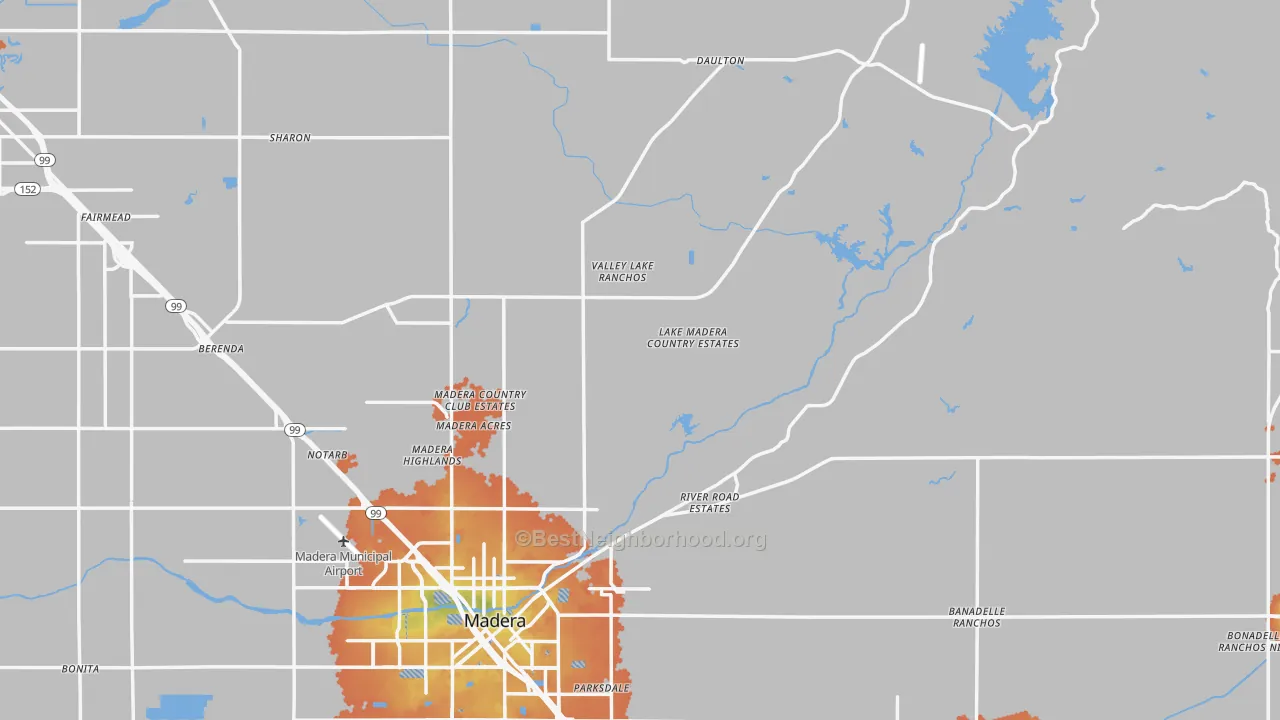 Bike Grade map of Madera County, CA
