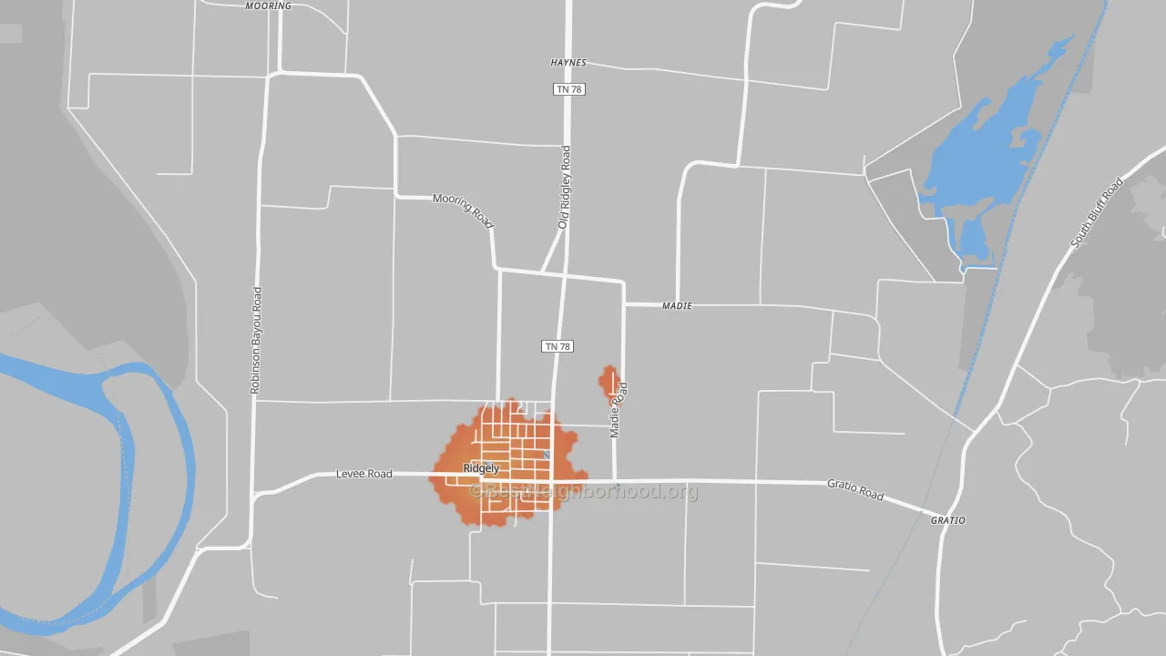 Bike Grade map of Madie, TN