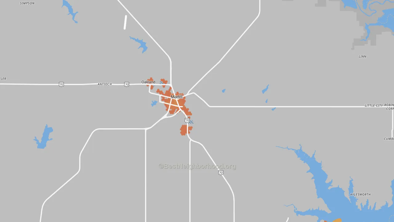 Bike Grade map of Madill, OK