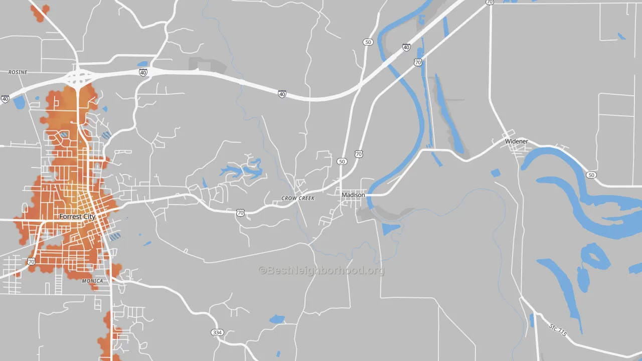 Bike Grade map of Madison, AR