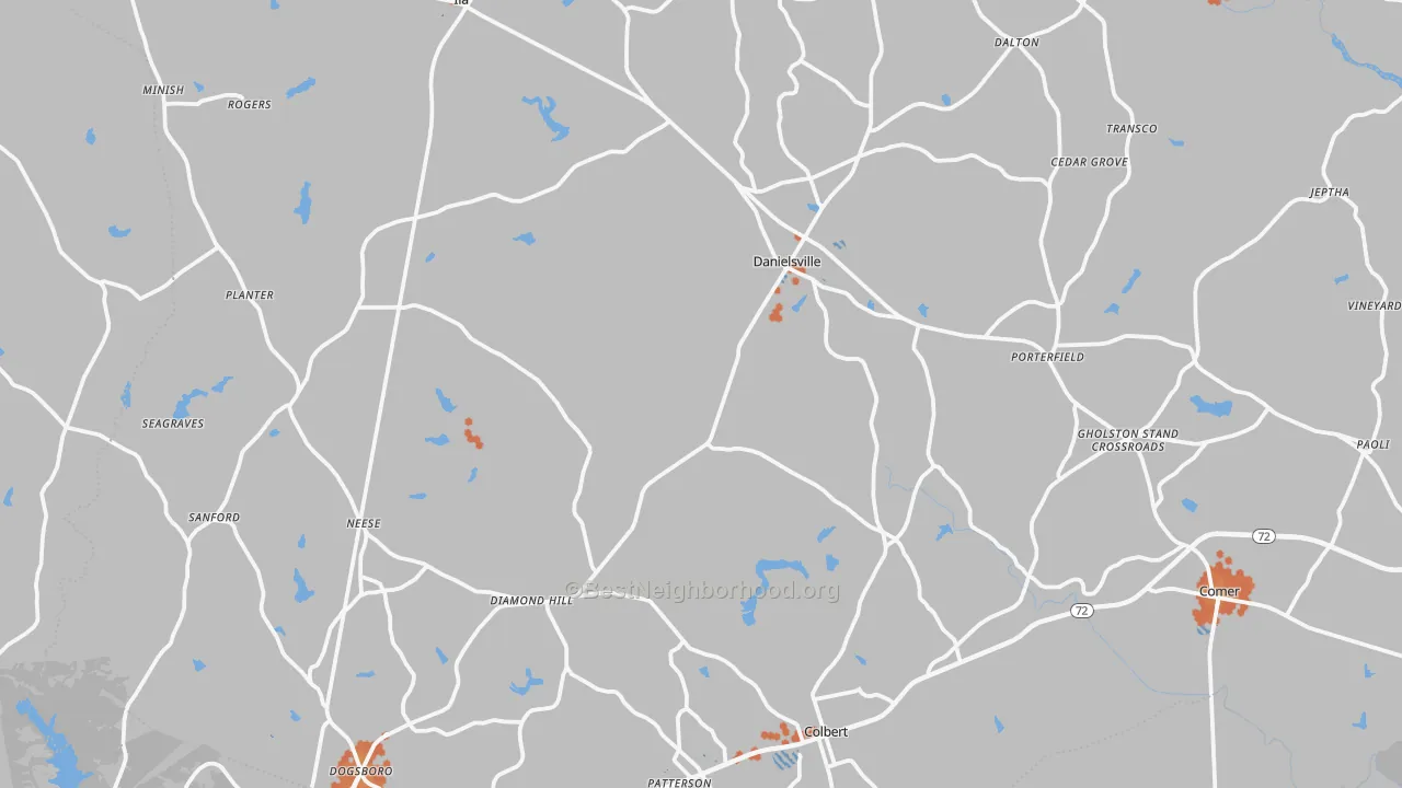 Bike Grade map of Madison County, GA