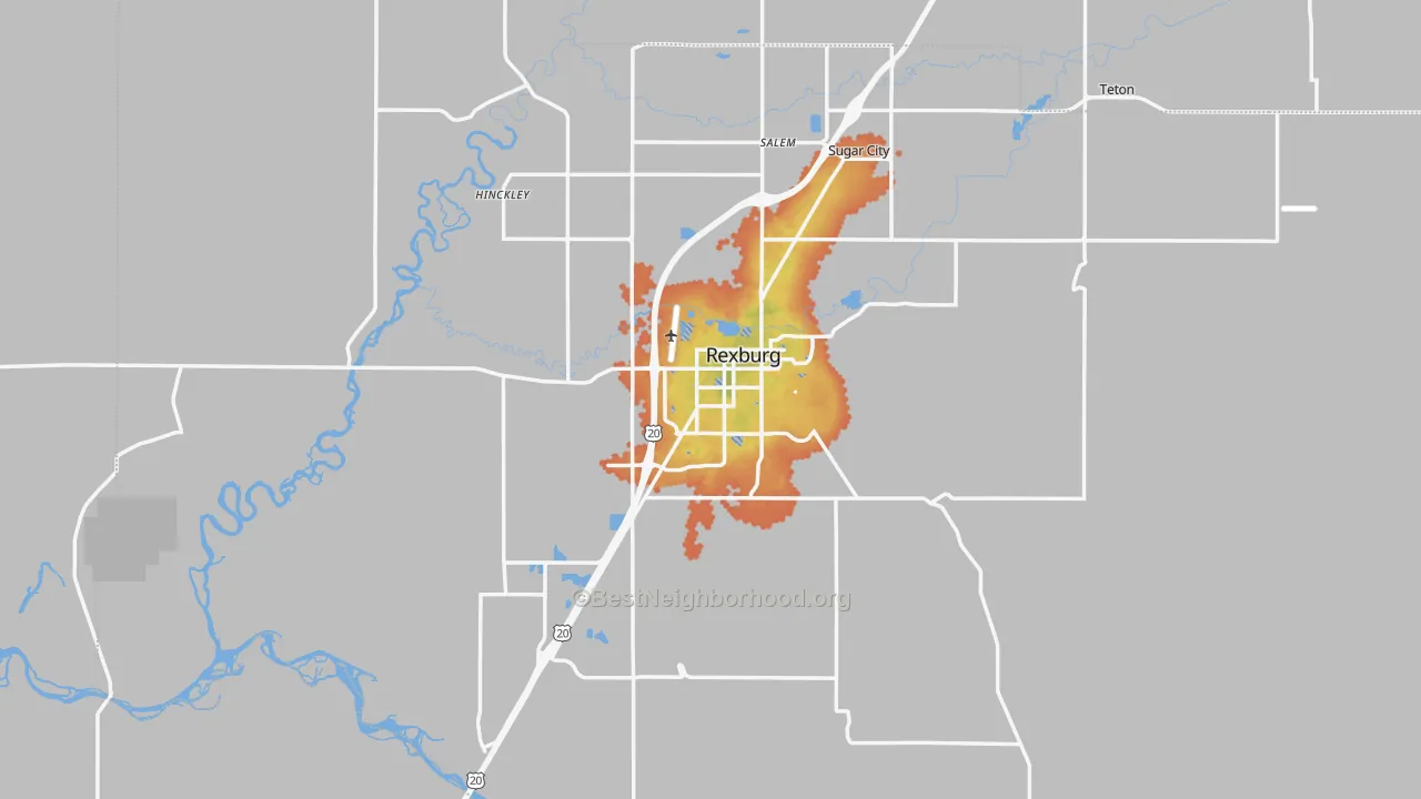 Bike Grade map of Madison County, ID