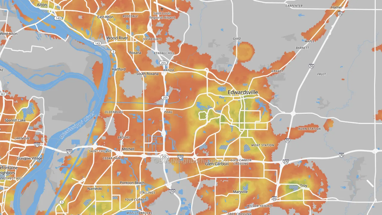 Bike Grade map of Madison County, IL