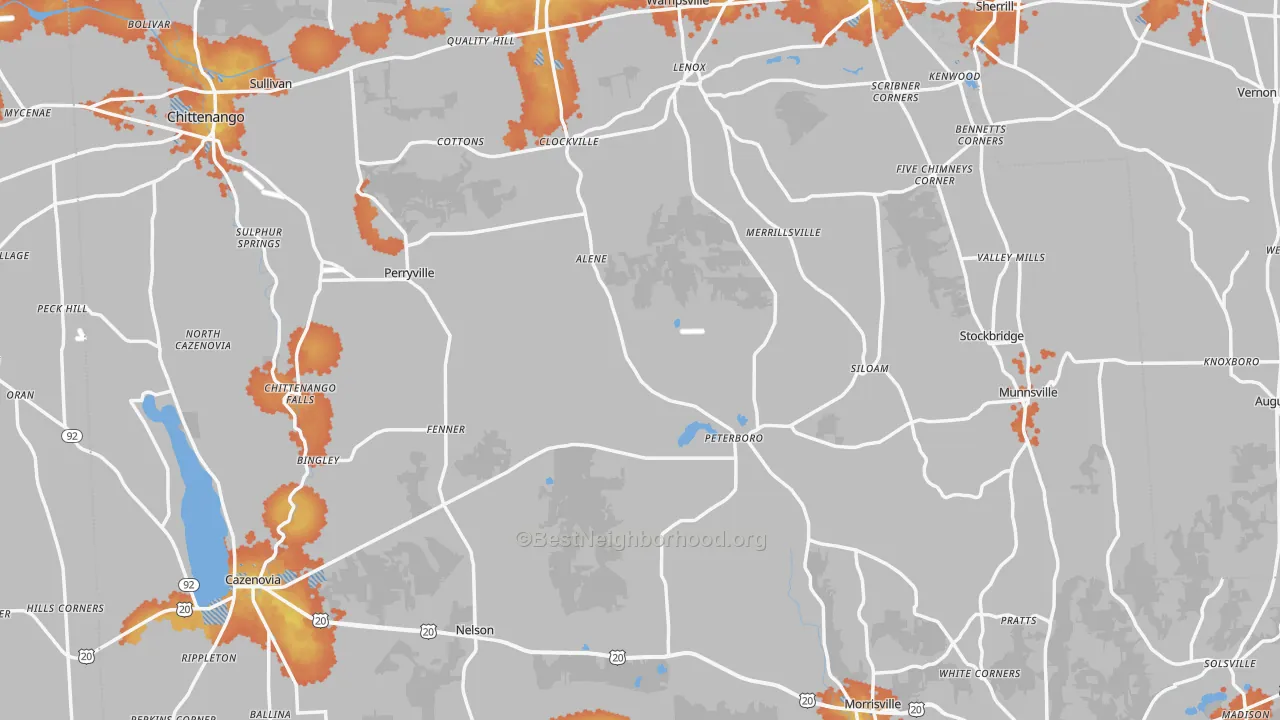 Bike Grade map of Madison County, NY