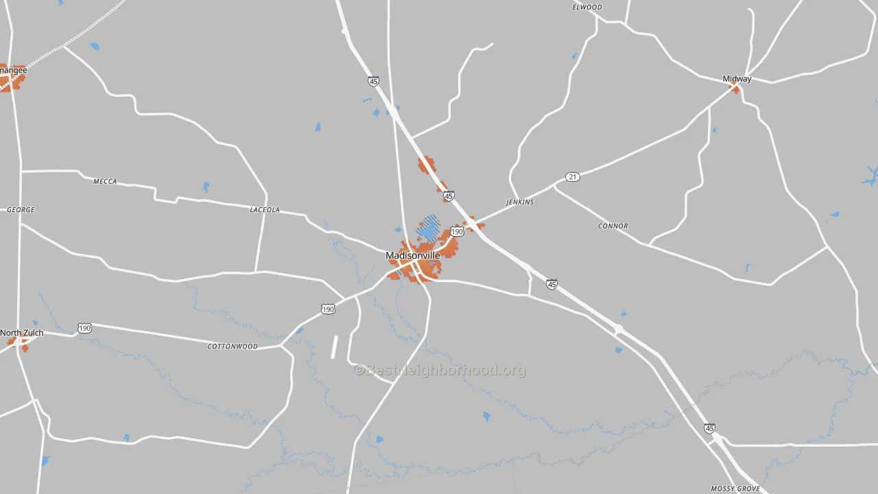 Bike Grade map of Madison County, TX
