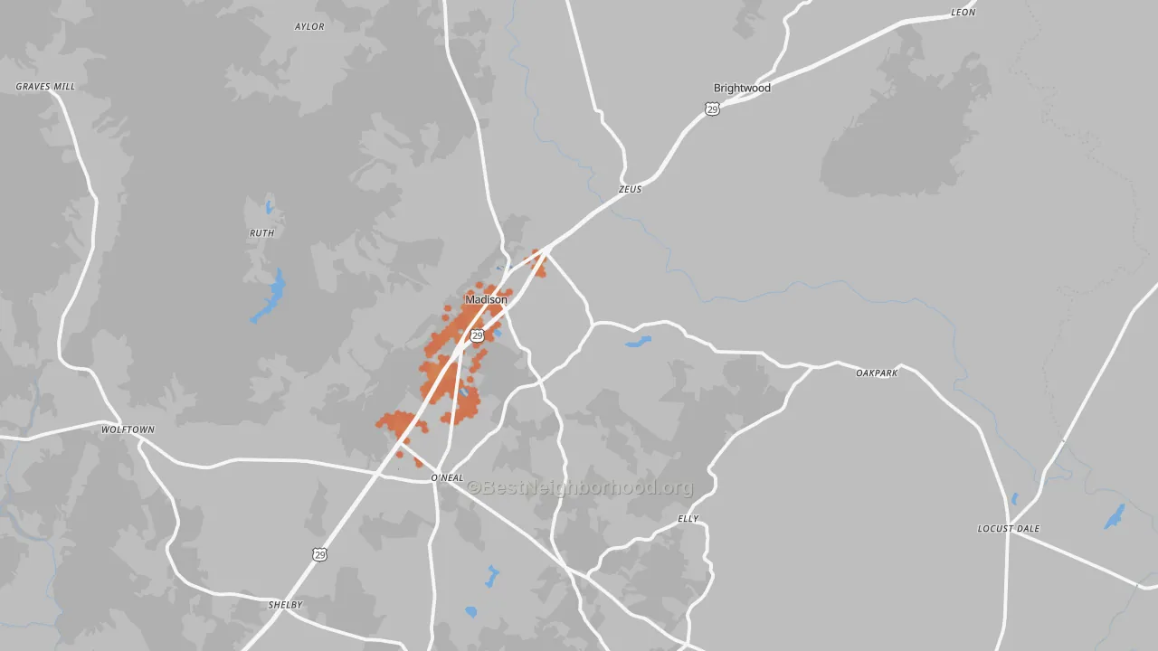 Bike Grade map of Madison County, VA