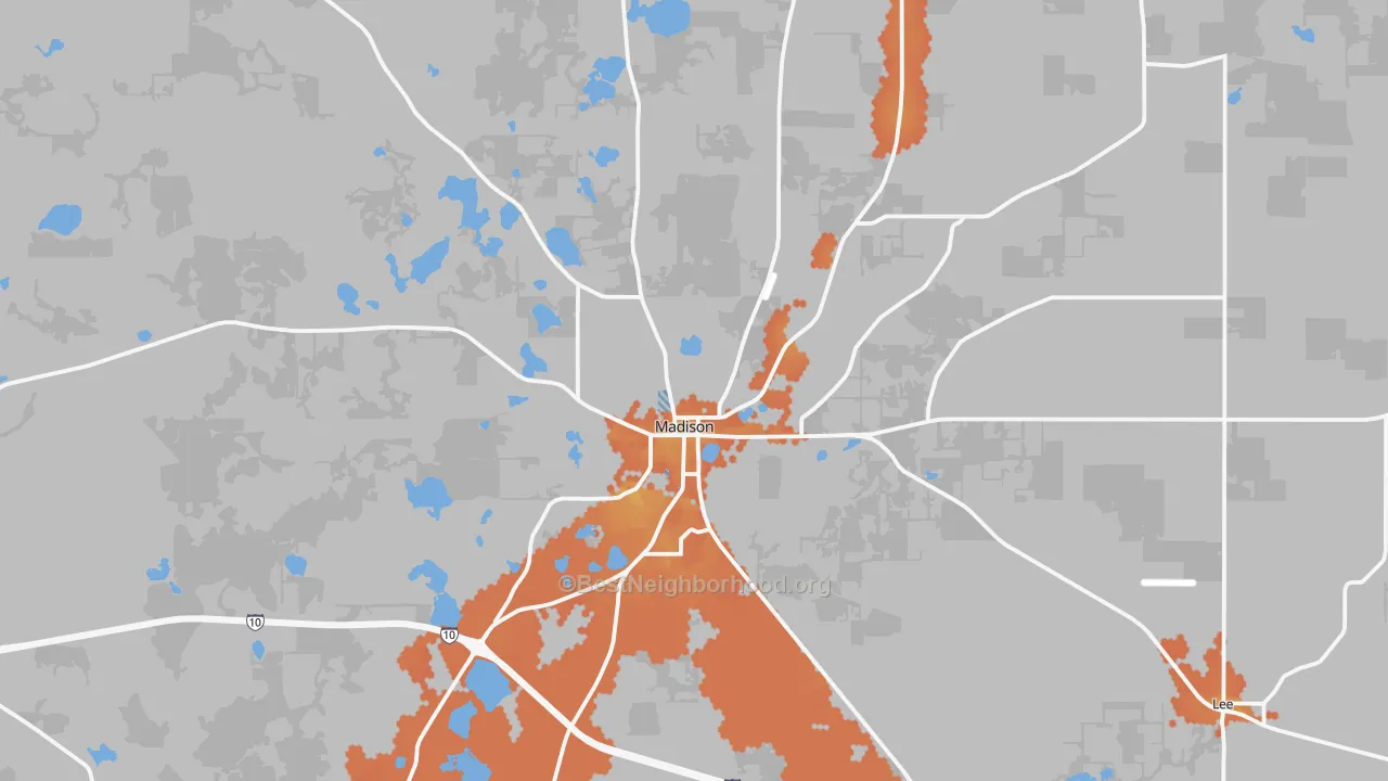 Bike Grade map of Madison, FL