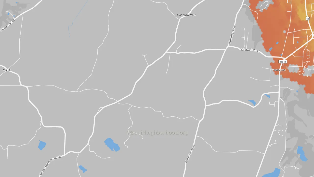 Bike Grade map of Madison Hall, TN