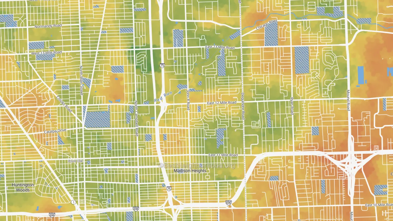 Bike Grade map of Madison Heights, MI