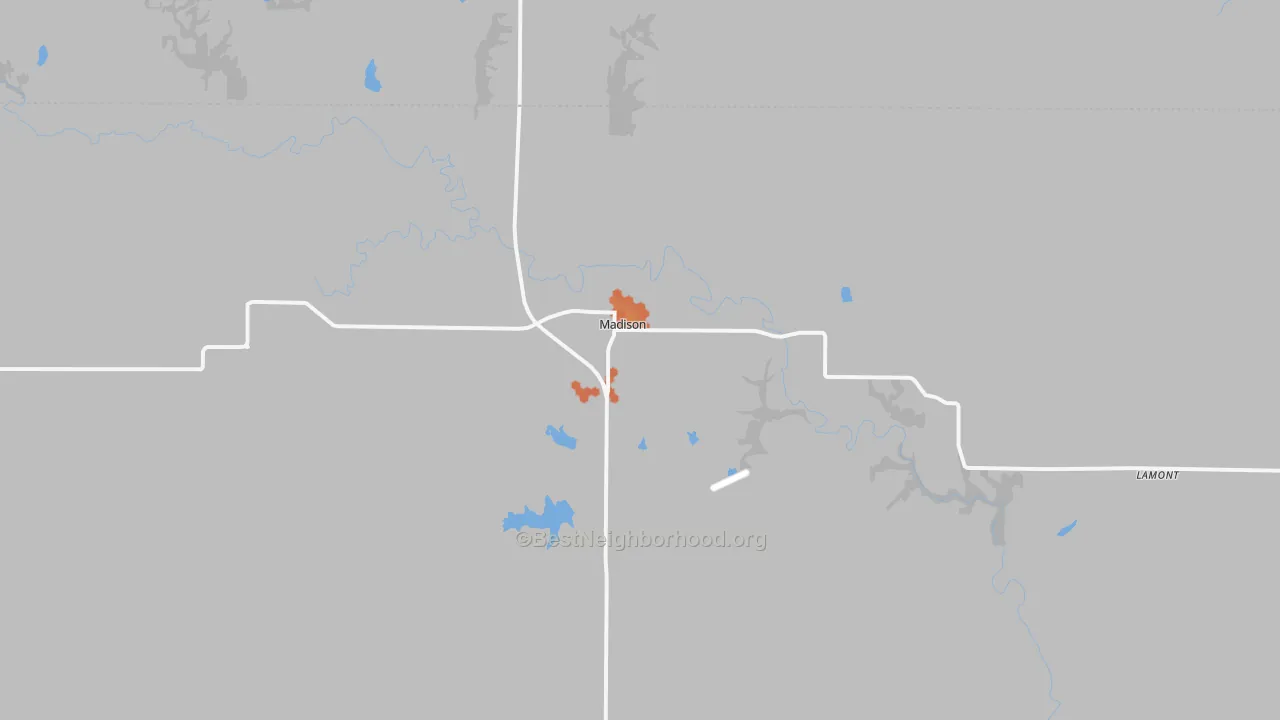 Bike Grade map of Madison, KS